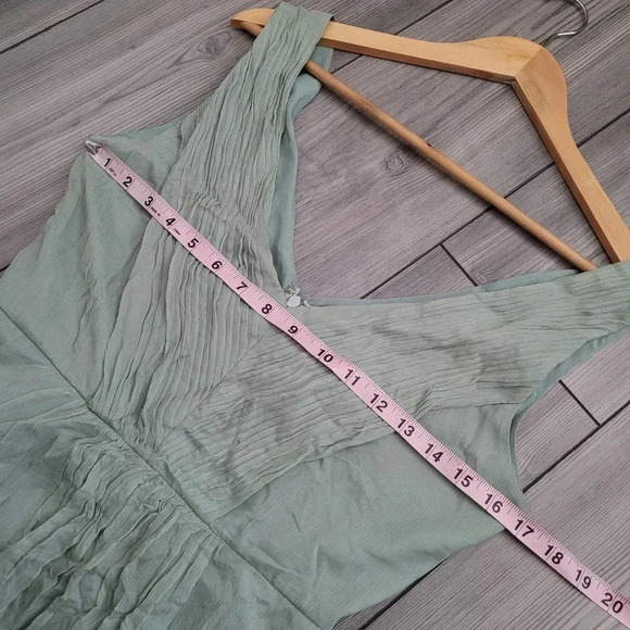 J.CREW Women's Mini Heidi Dress 4 Gray Solid 100% Silk Ruffle Sleeveless V-Neck - Picture 6 of 9